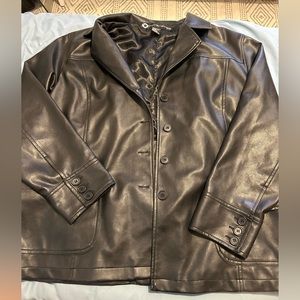 Oversized black leather jacket